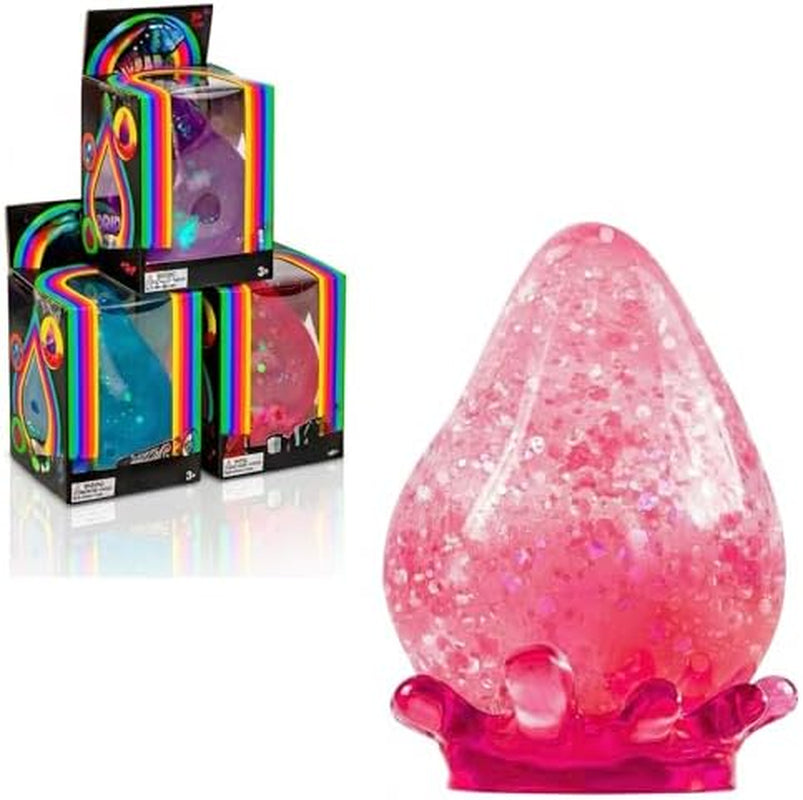 Dream Drop Squishy Fidget Toys Malt Sugar Filled Slow Rising Sensory Stress Balls for Adults Heavy Duty Glitter Droplet Squeeze Toys for Anxiety Relief Office Desk Easter Basket Stuffers Hot Pink