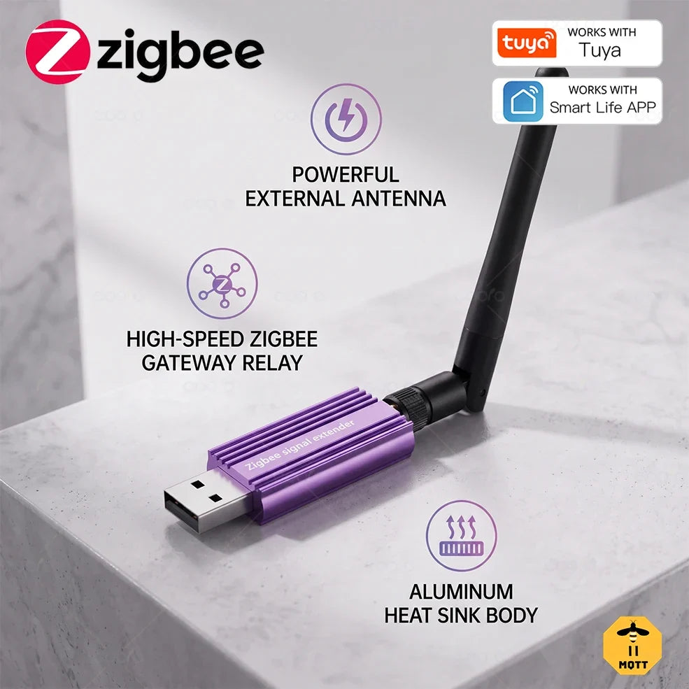 Tuya Zigbee USB Signal Extender with Detachable Antenna High-Gain Repeater Smart Home Mesh Booster for Homeassistant Zigbee2Mqtt