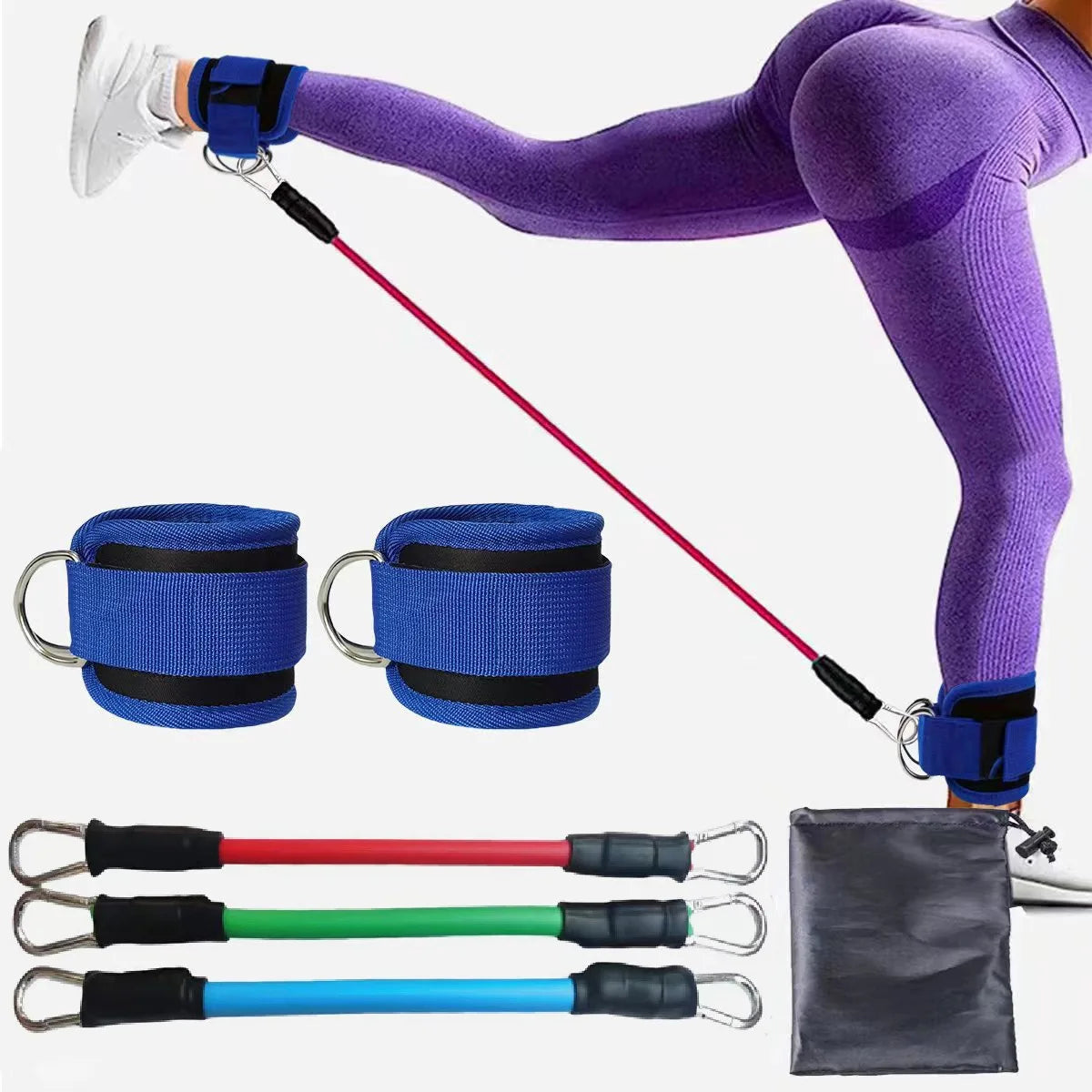 Ankle Resistance Bands with Cuffs for Women & Men - 3-Level Adjustable Leg & Glute Workout Equipment, Portable Home Gym Exercise Bands for Kickbacks, Hip Thrusts, Yoga, Strength Training