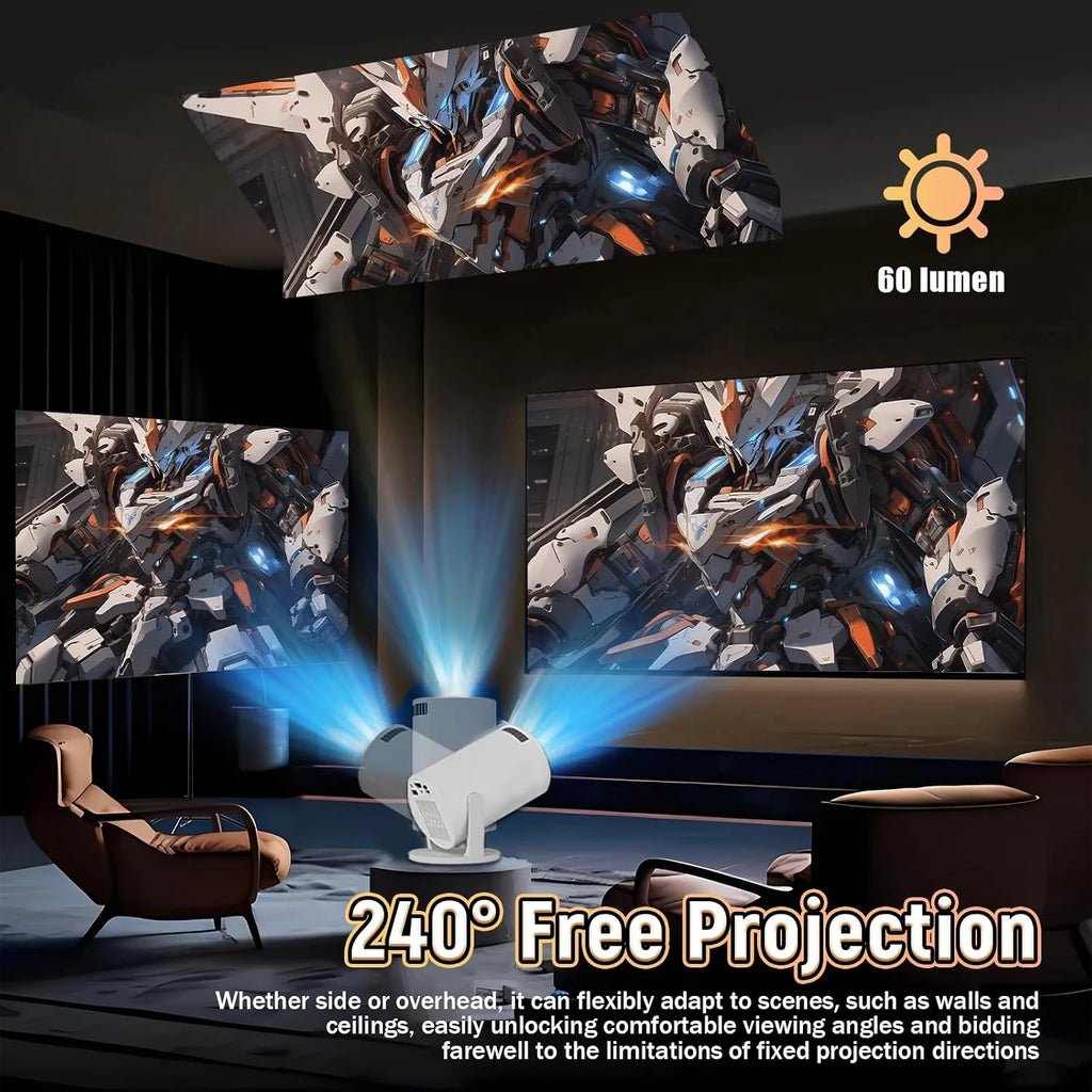 V4 Mini Projector, Portable Smart Projector with 2.4G Wifi