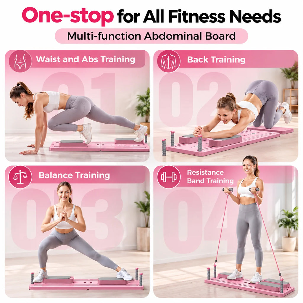 Pilates Board - Foldable Multifunctional Abdominal Muscle Core Trainer 300LBS Capacity