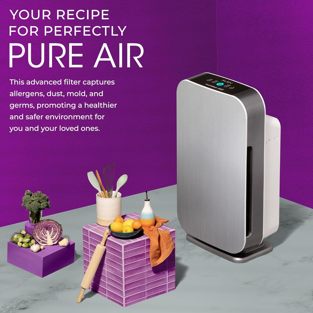 Air Purifier Breathesmart Flex HEPA with Pure Filter | 1400 Sq. Ft | Perfect for Bedrooms & Home Offices - Captures Allergens, Dust, & Mold - Espresso