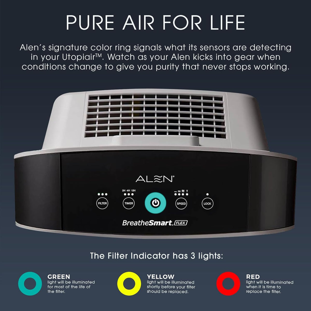 Air Purifier Breathesmart Flex HEPA with Pure Filter | 1400 Sq. Ft | Perfect for Bedrooms & Home Offices - Captures Allergens, Dust, & Mold - Espresso
