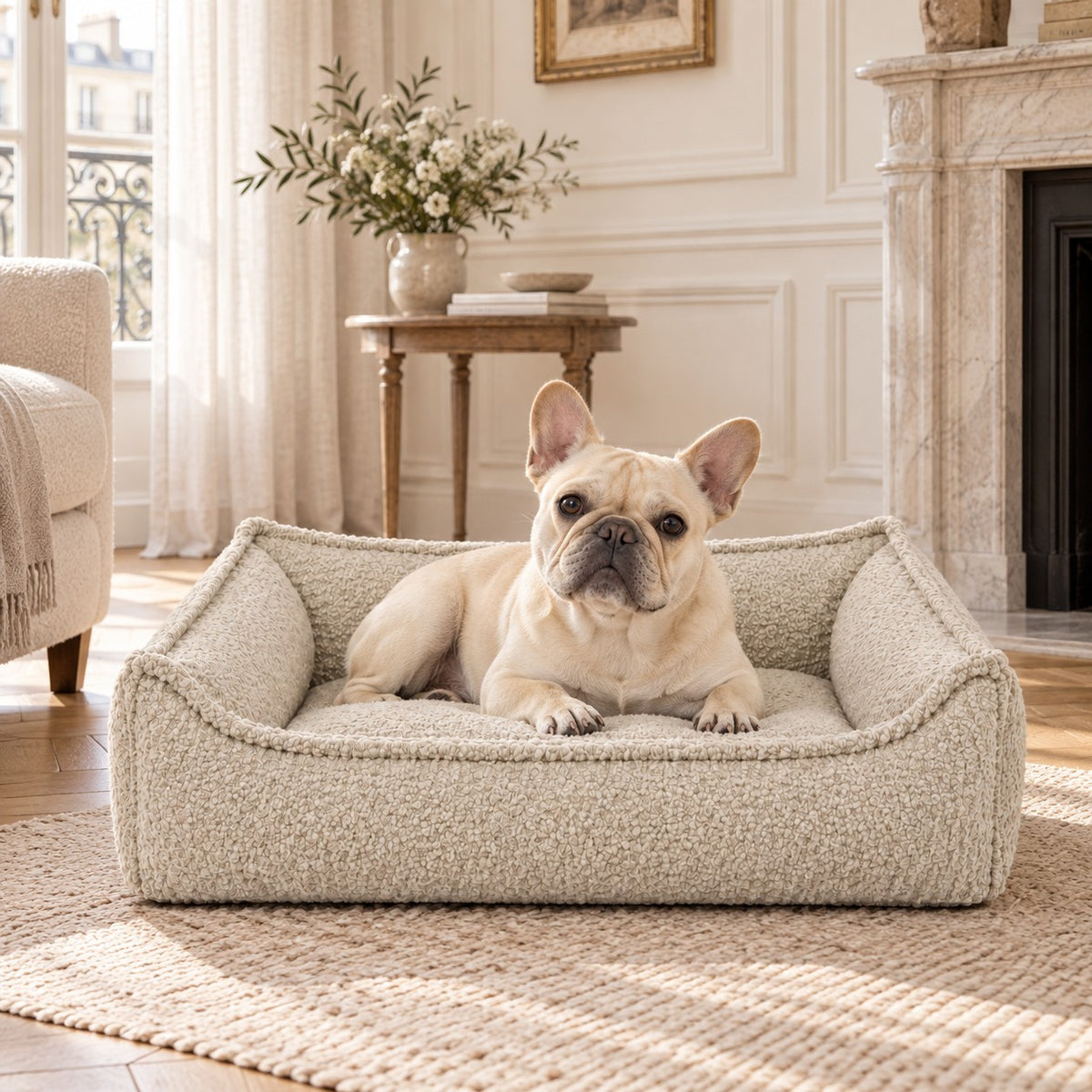 Nino Bouclé Memory Foam Dog Basket Bed – Mint Green, XL