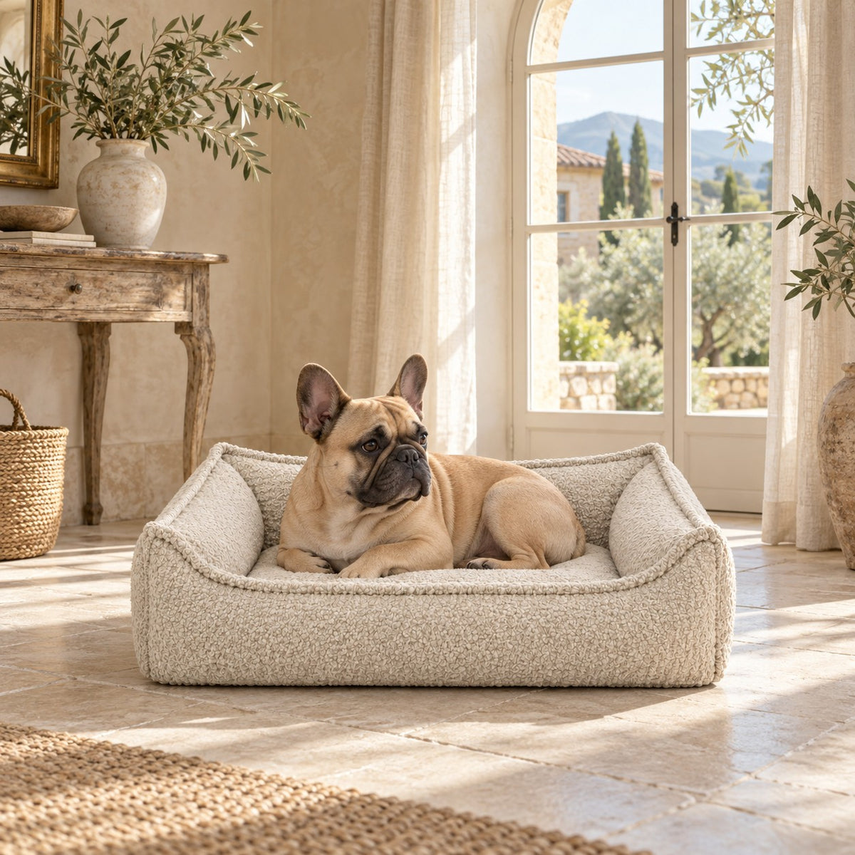 Nino Bouclé Memory Foam Dog Basket Bed – Mint Green, XL